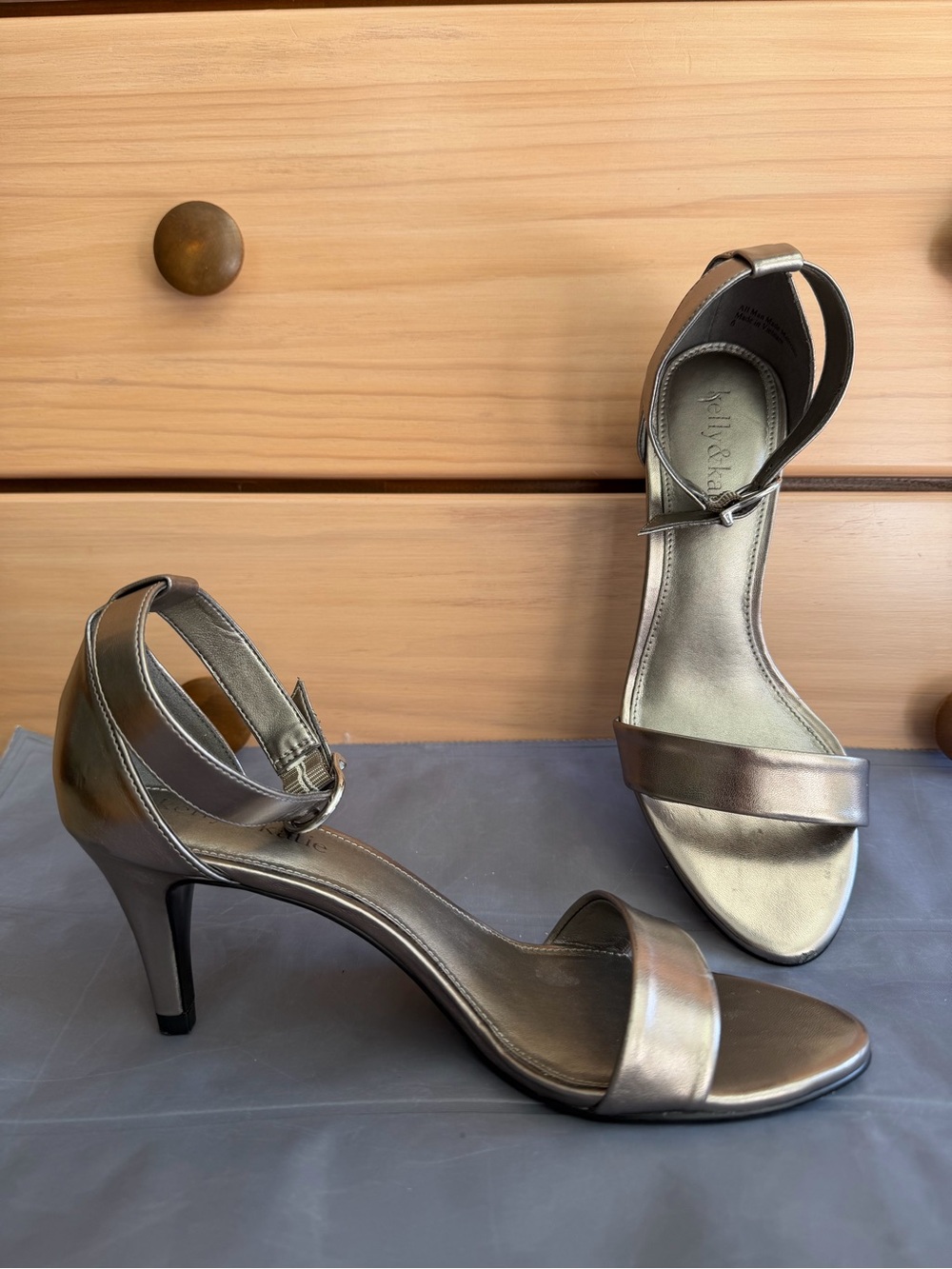 Kelly & Katie Metallic Silver Ankle-Strap Heels - Picture 1 of 1